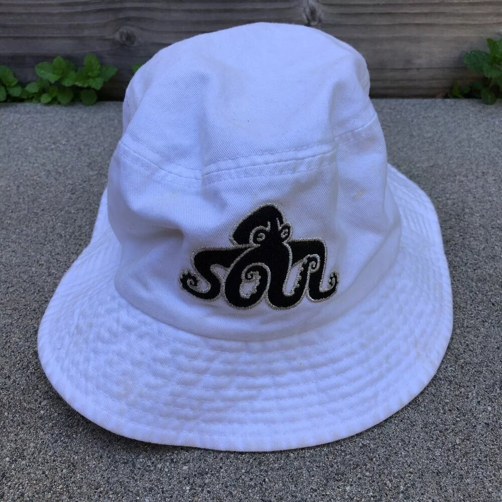 MEGA CAP Black Octopus Bucket Hat Men's White LARGE Lightweight Cap​​​